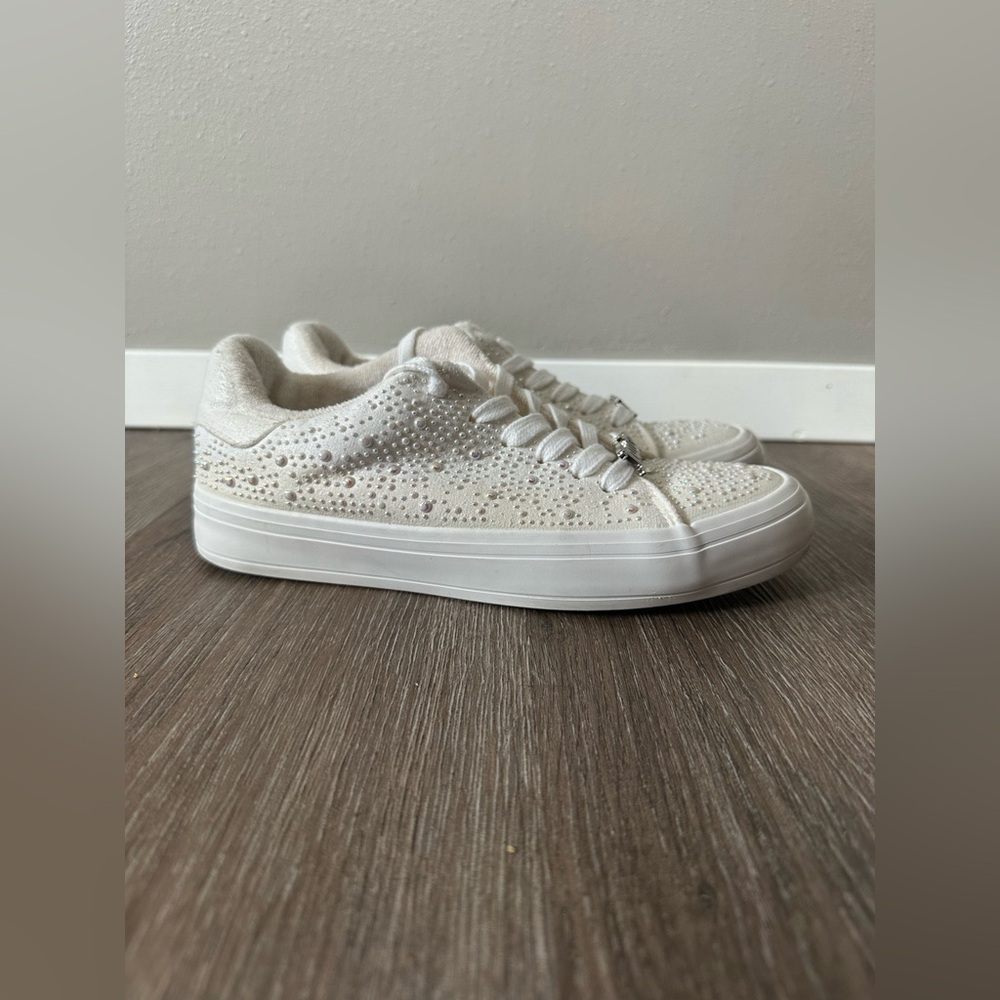 Juicy Couture Alanis B Studded Lace-up Glam Sneakers Pearl White 7.5 - Picture 5 of 10